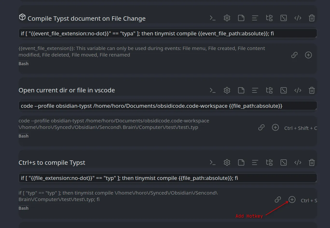 Image showing how to add an hotkey to a command