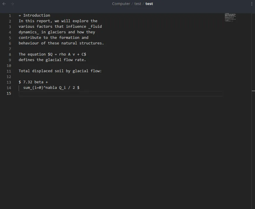 Image showing an open .typ file in Obsidian